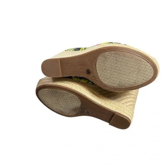 Jessica Simpson Zexie Espadrille Floral Pink Green Wedge 5 1/2 Inch Heel 9 - Picture 6 of 6